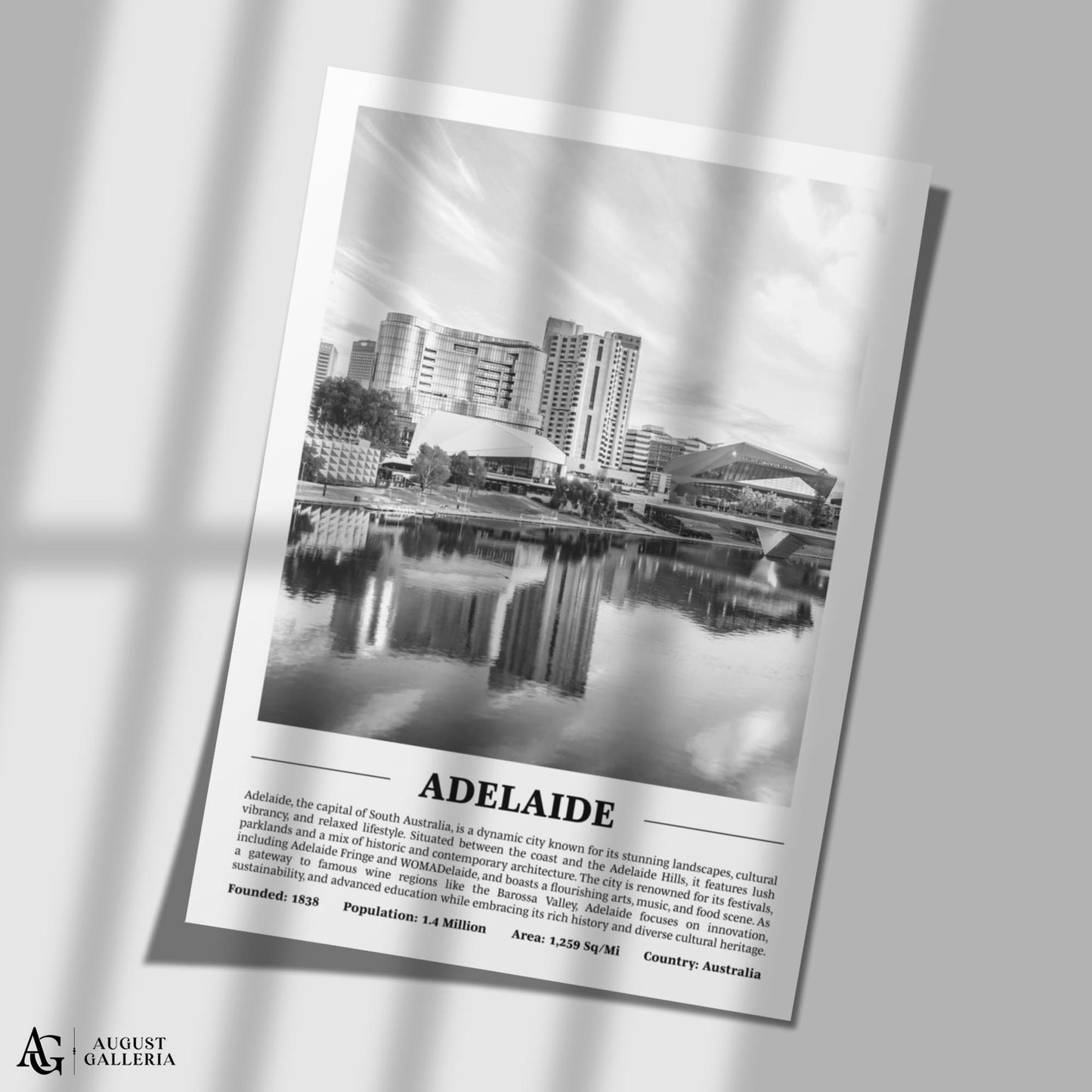 Adelaide Black & White City Print