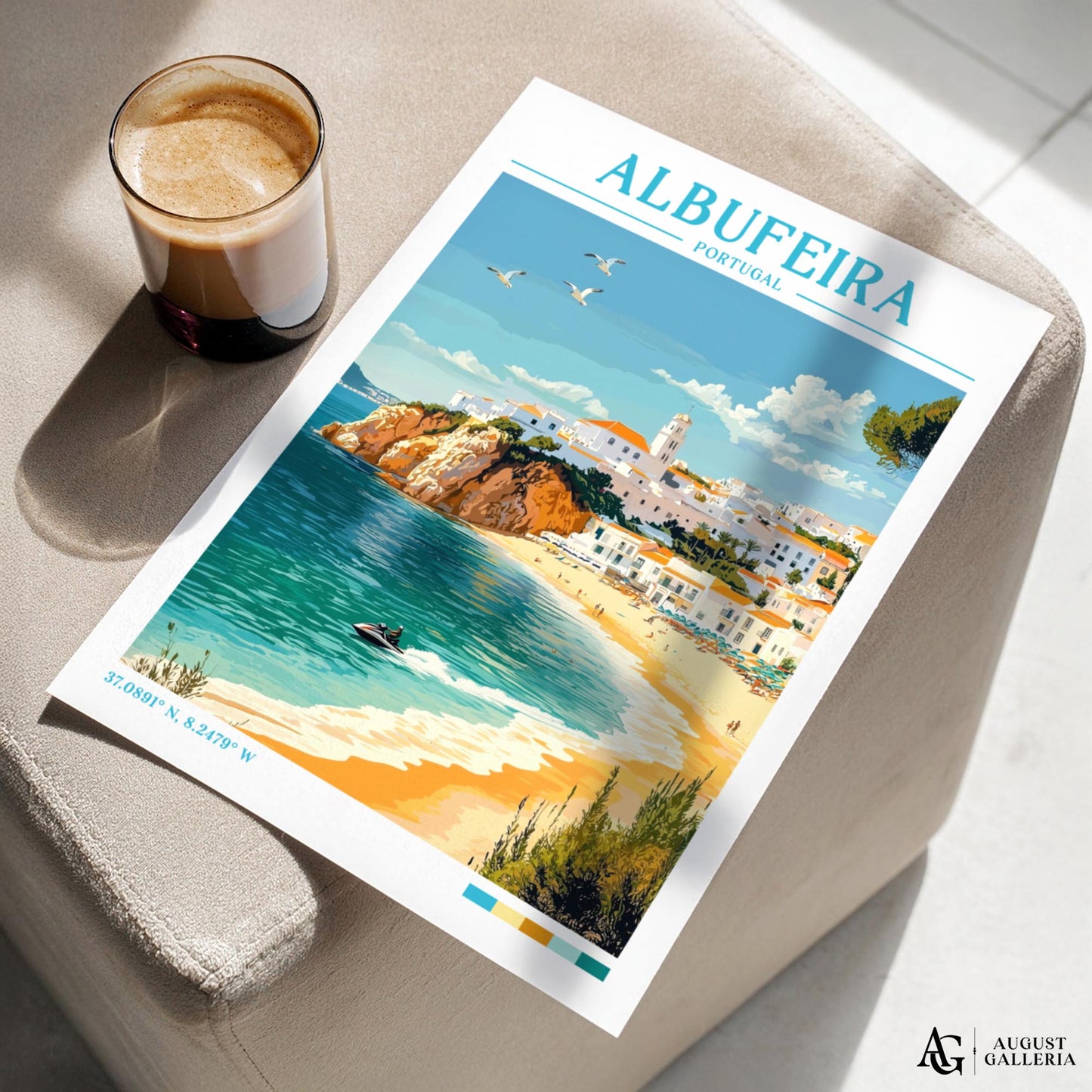 Albufeira Portugal Retro Travel Print