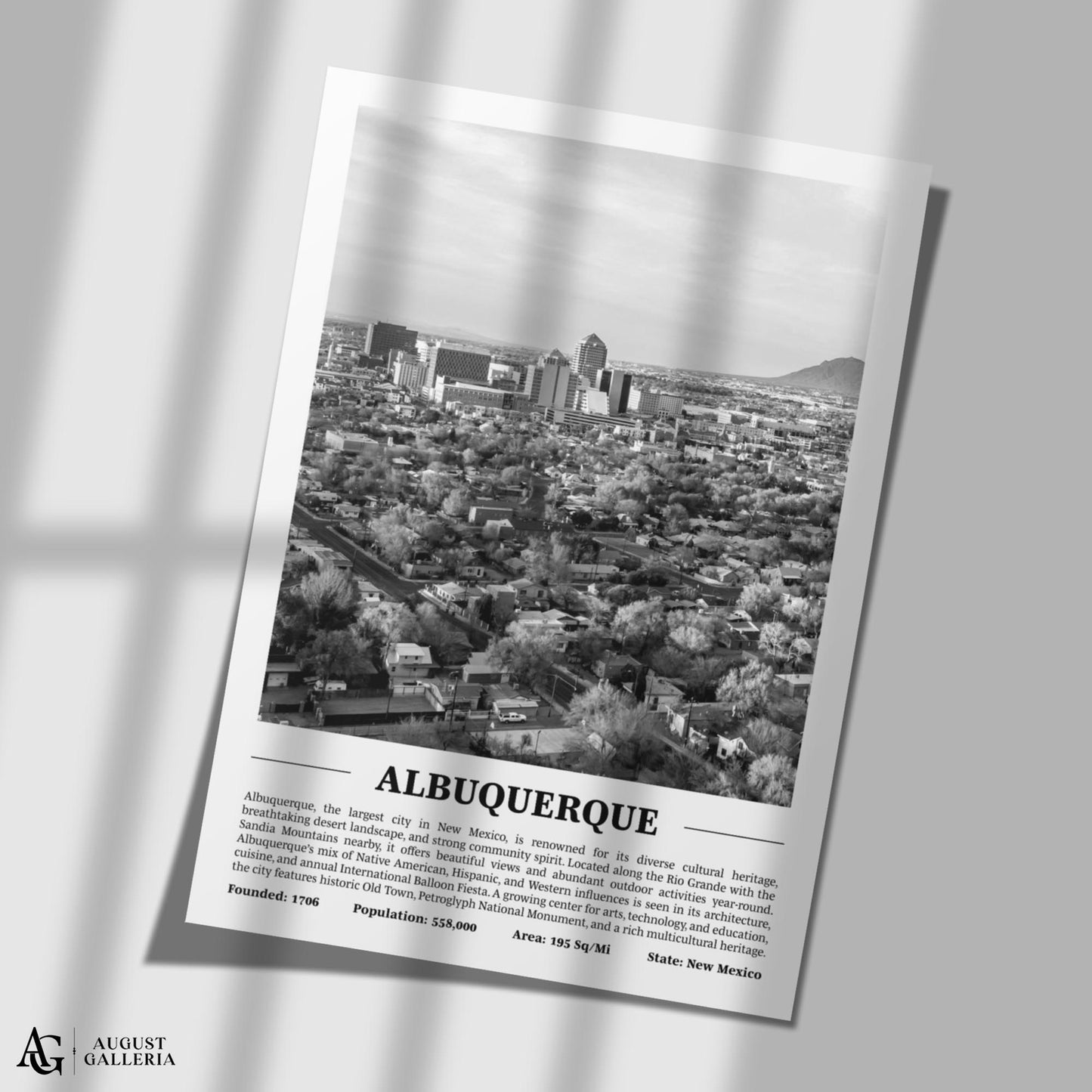 Albuquerque Black & White City Print