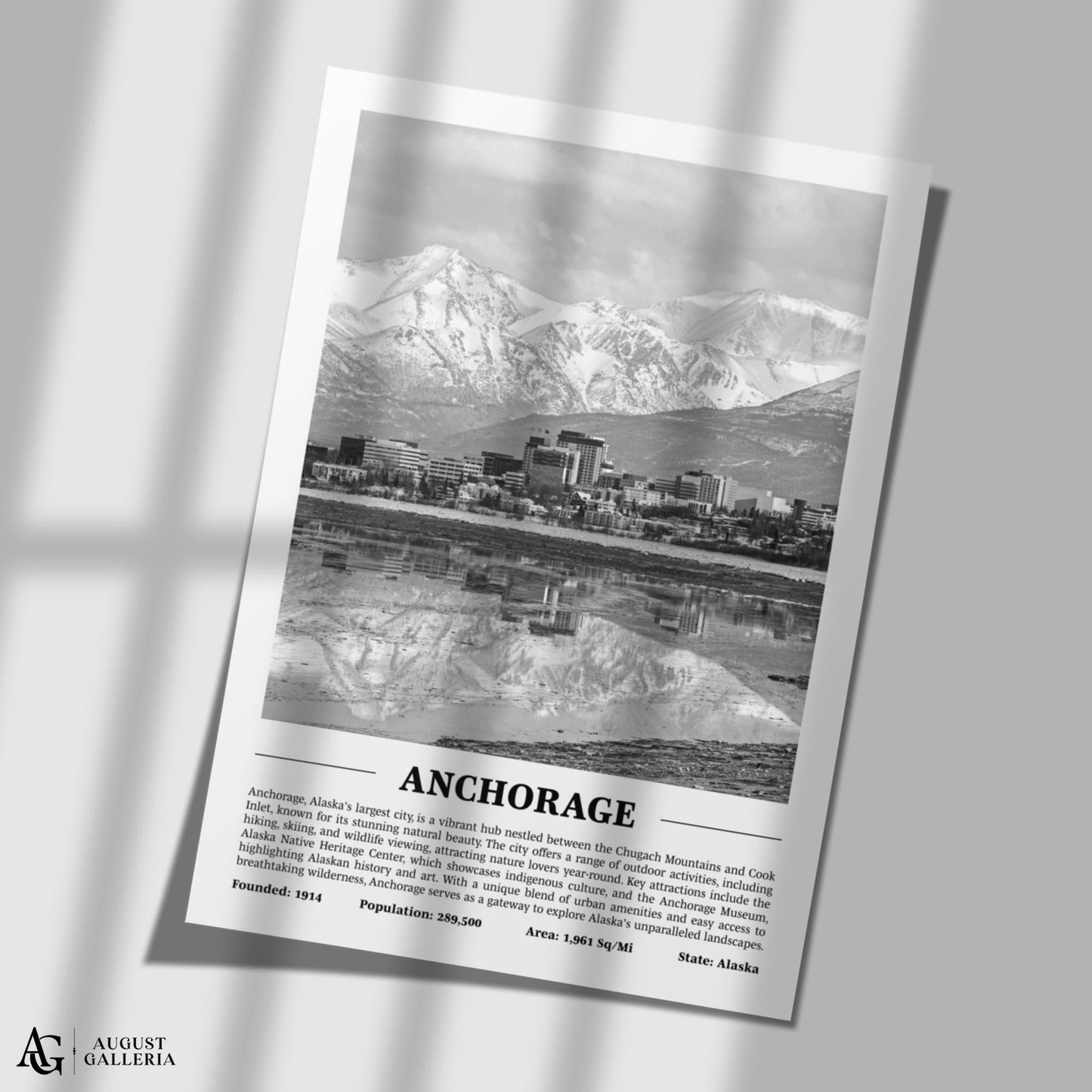 Anchorage Black & White City Print