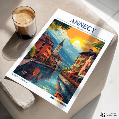 Annecy France Retro Travel Print