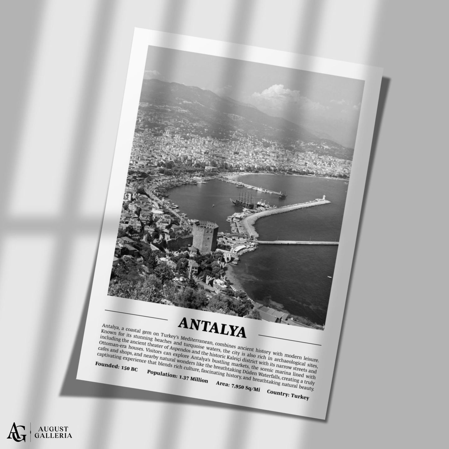 Antalya Black & White City Print