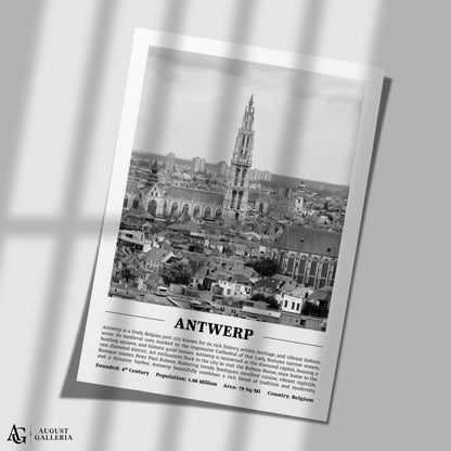 Antwerp Black & White City Print