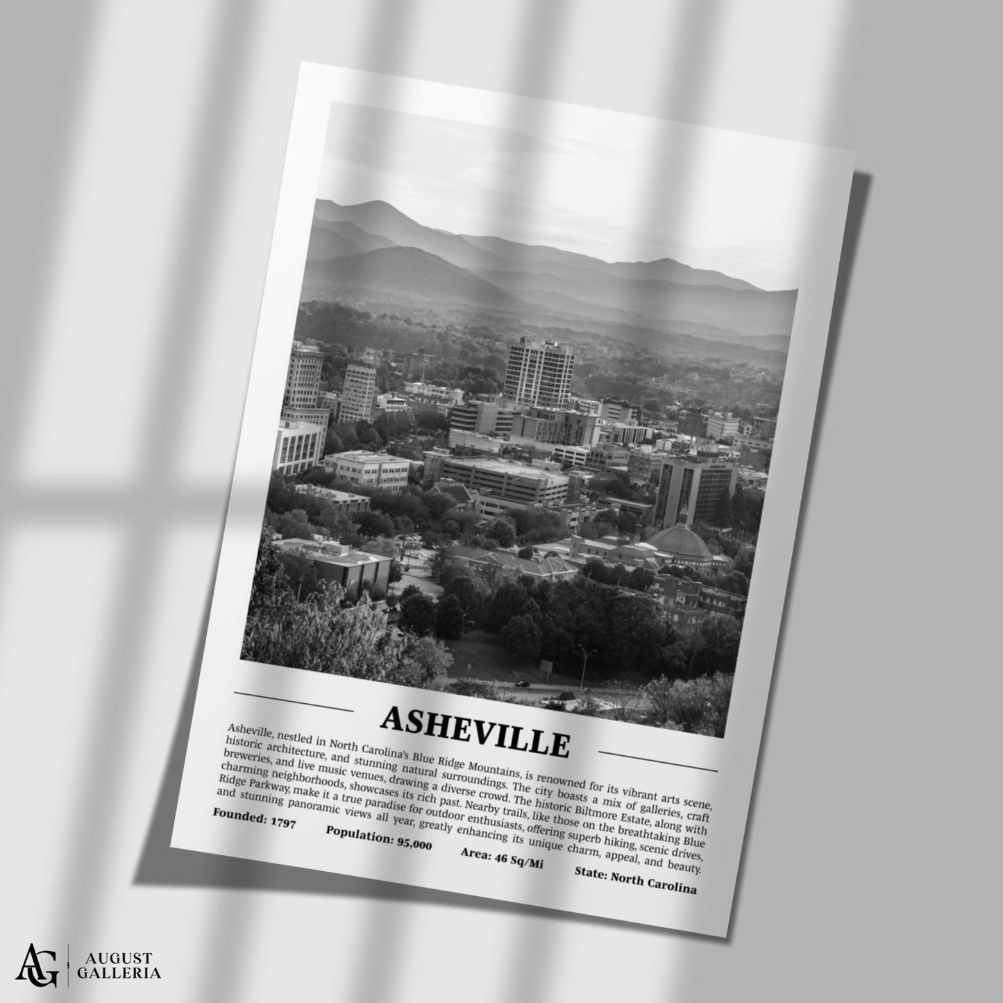 Asheville Black & White City Print