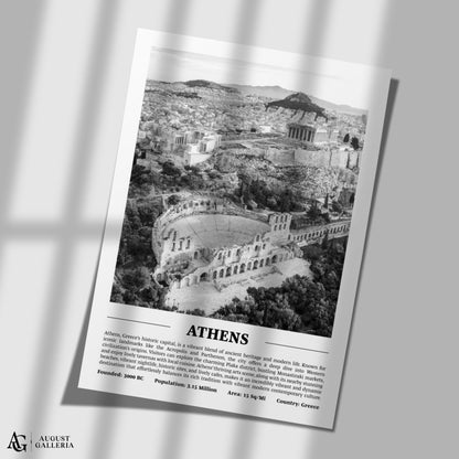 Athens Black & White City Print