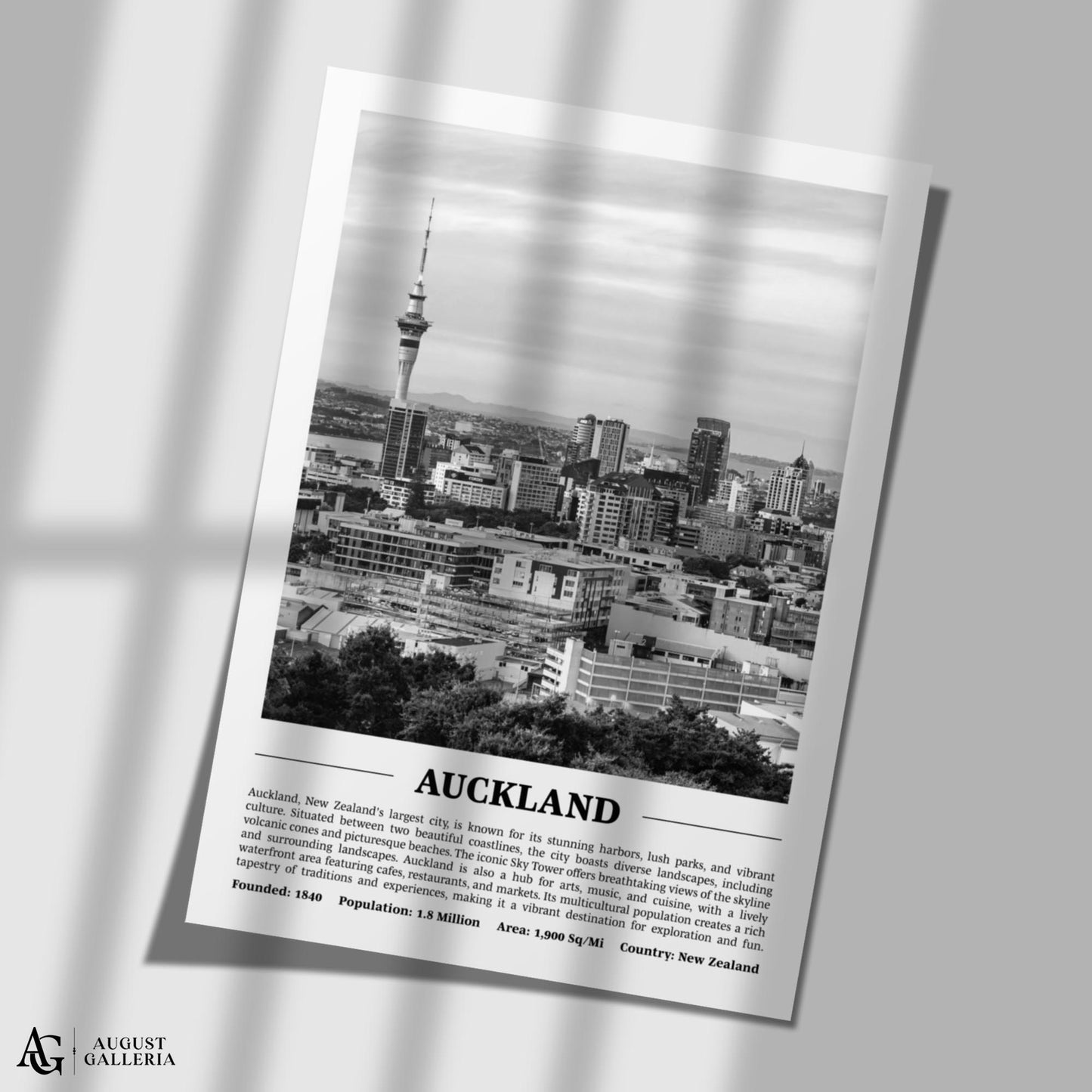 Auckland Black & White City Print