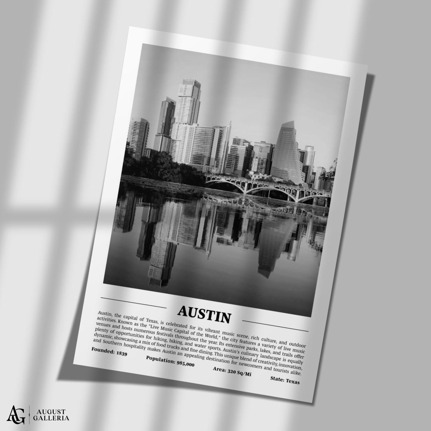 Austin Black & White City Print