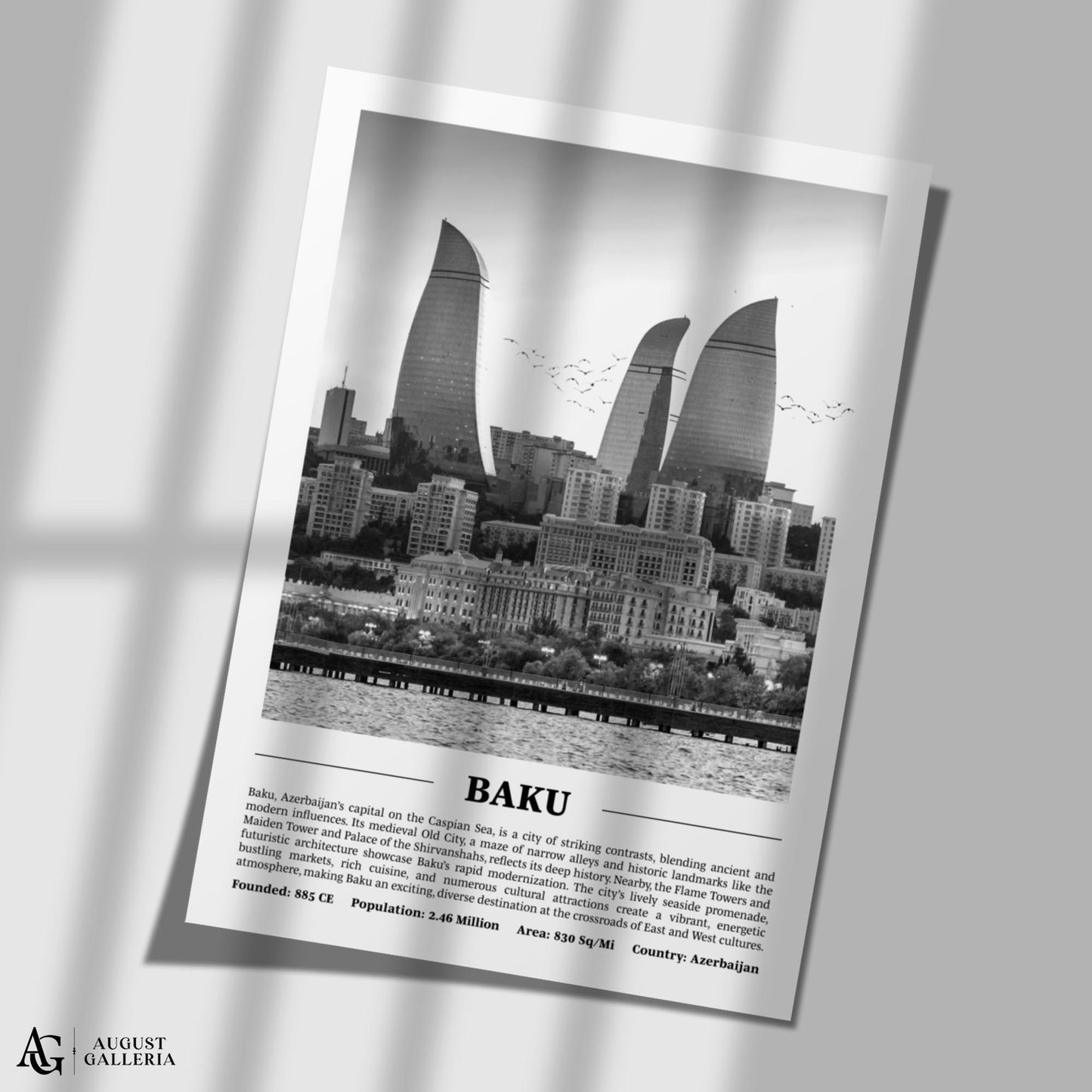 Baku Black & White City Print