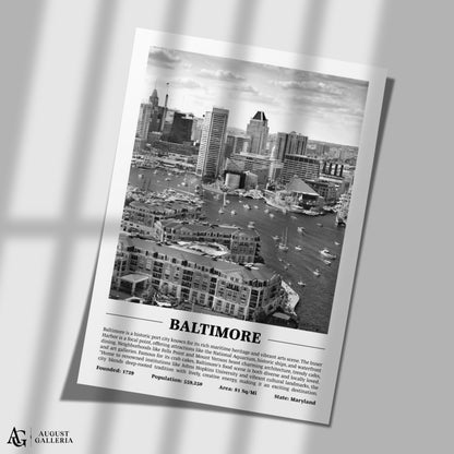 Baltimore Black & White City Print