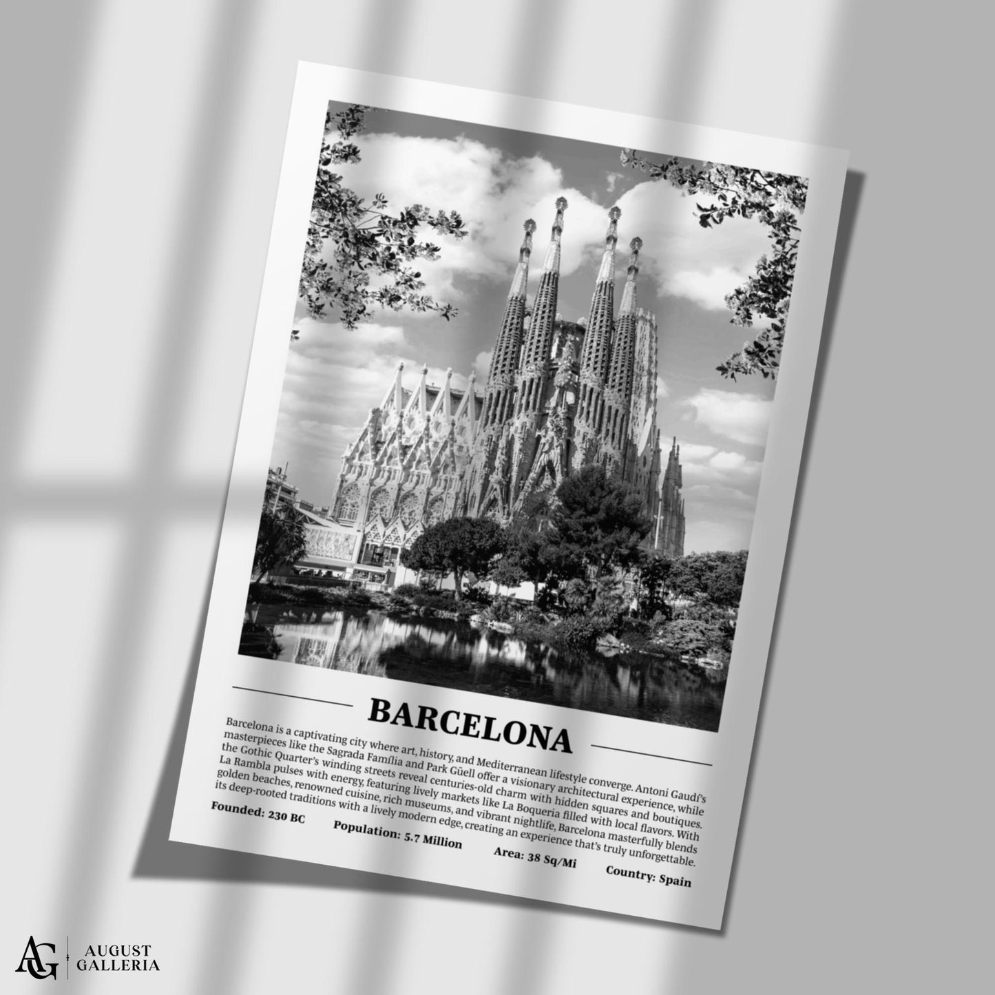 Barcelona Black & White City Print