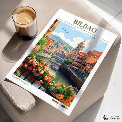 Bilbao Spain Retro Travel Print