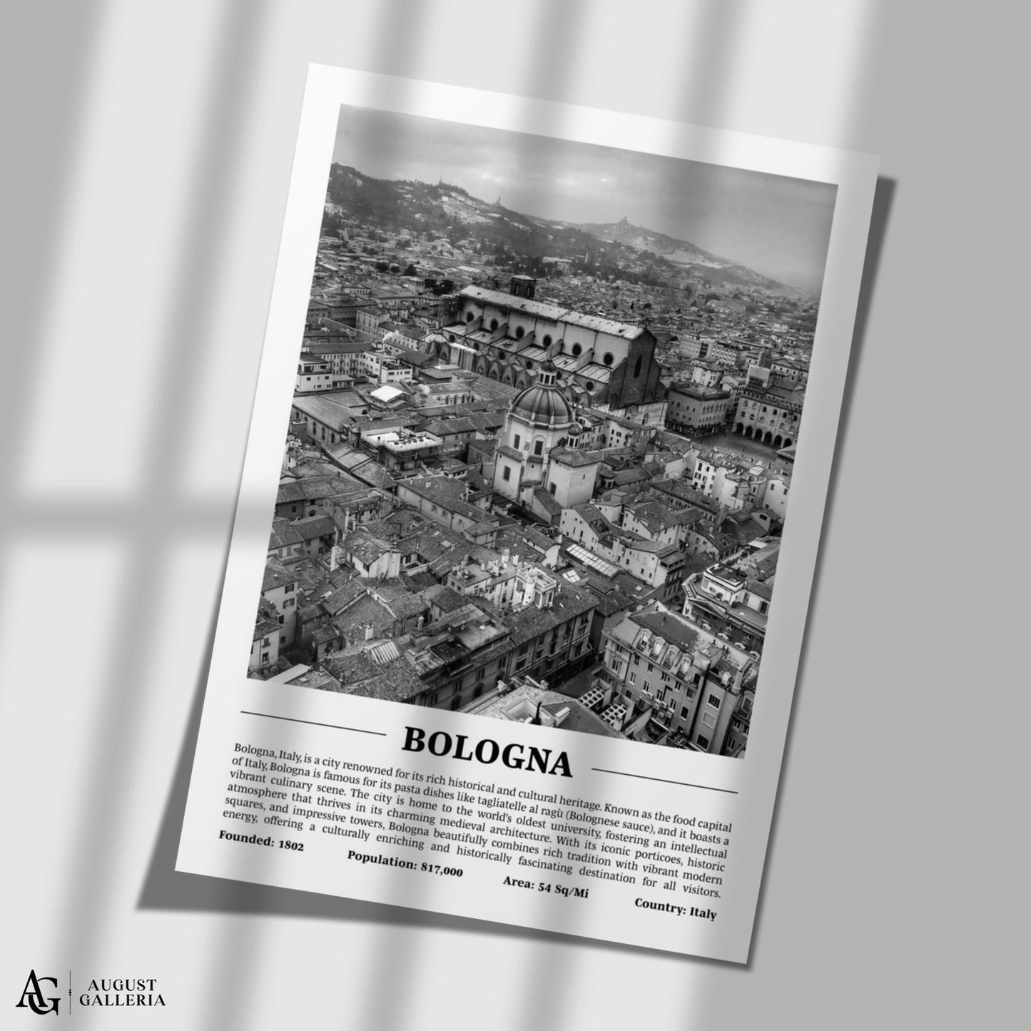 Bologna Black & White City Print