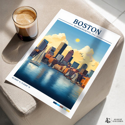 Boston Massachusetts Retro Travel Print