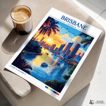 Brisbane Australia Retro Travel Print