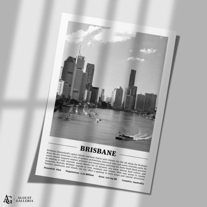 Brisbane Black & White City Print