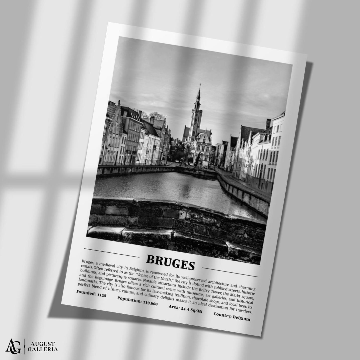 Bruges Black & White City Print