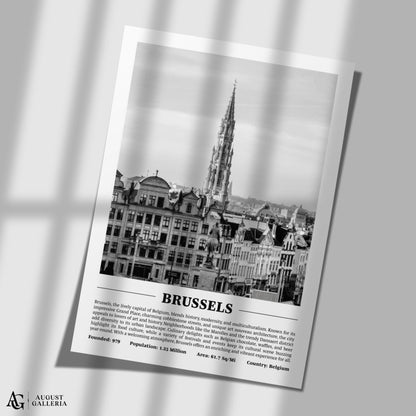 Brussels Black & White City Print