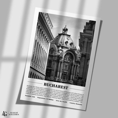 Bucharest Black & White City Print