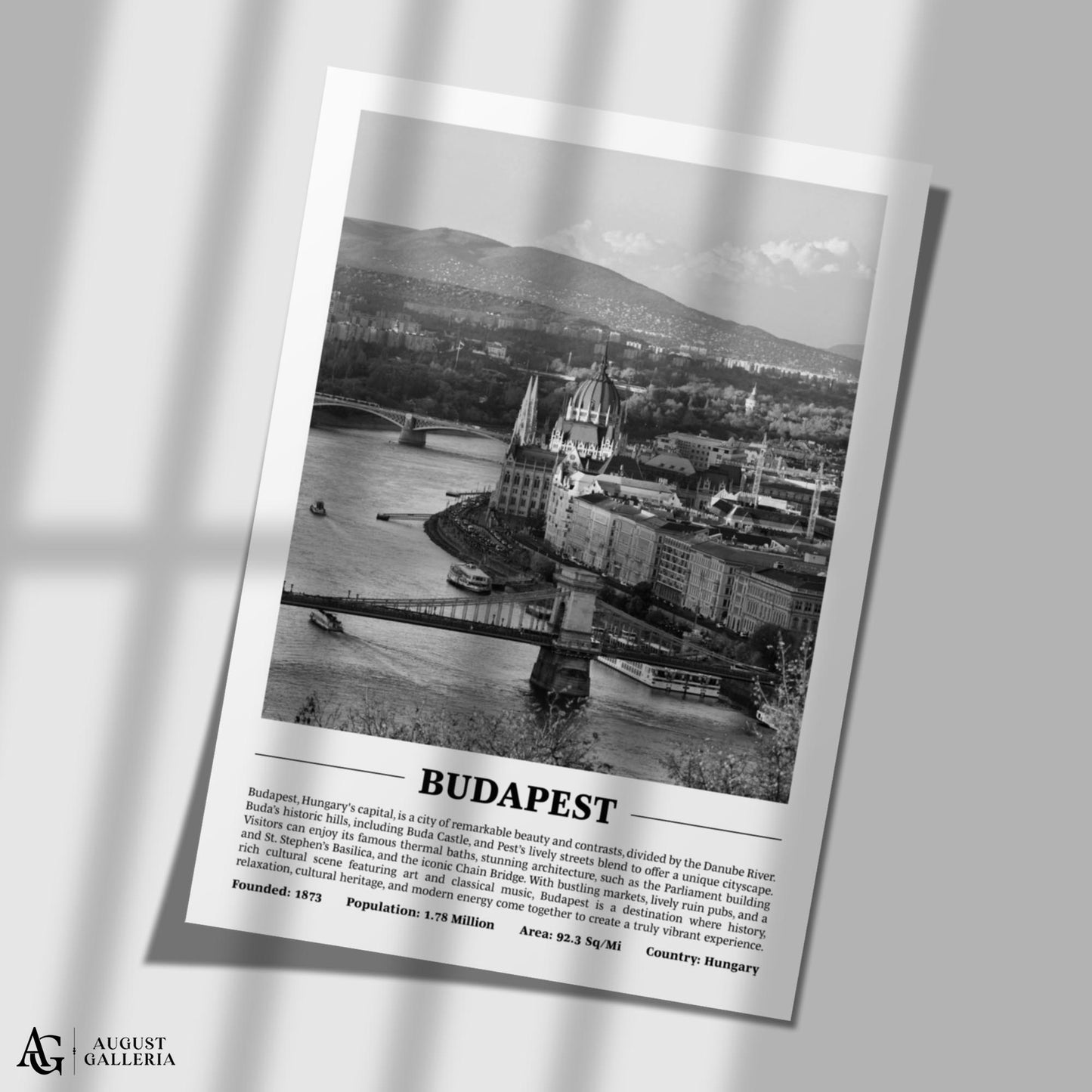 Budapest Black & White City Print