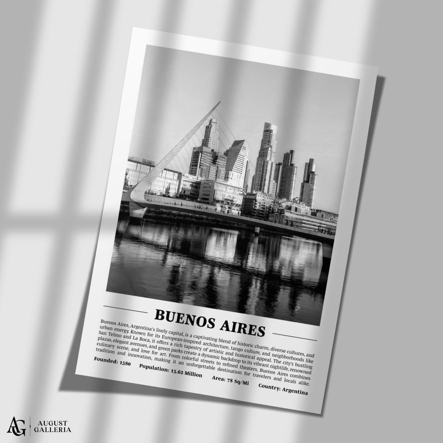 Buenos Aires Black & White City Print