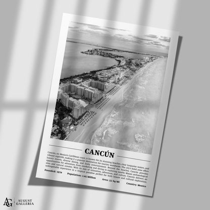 Cancún Black & White City Print