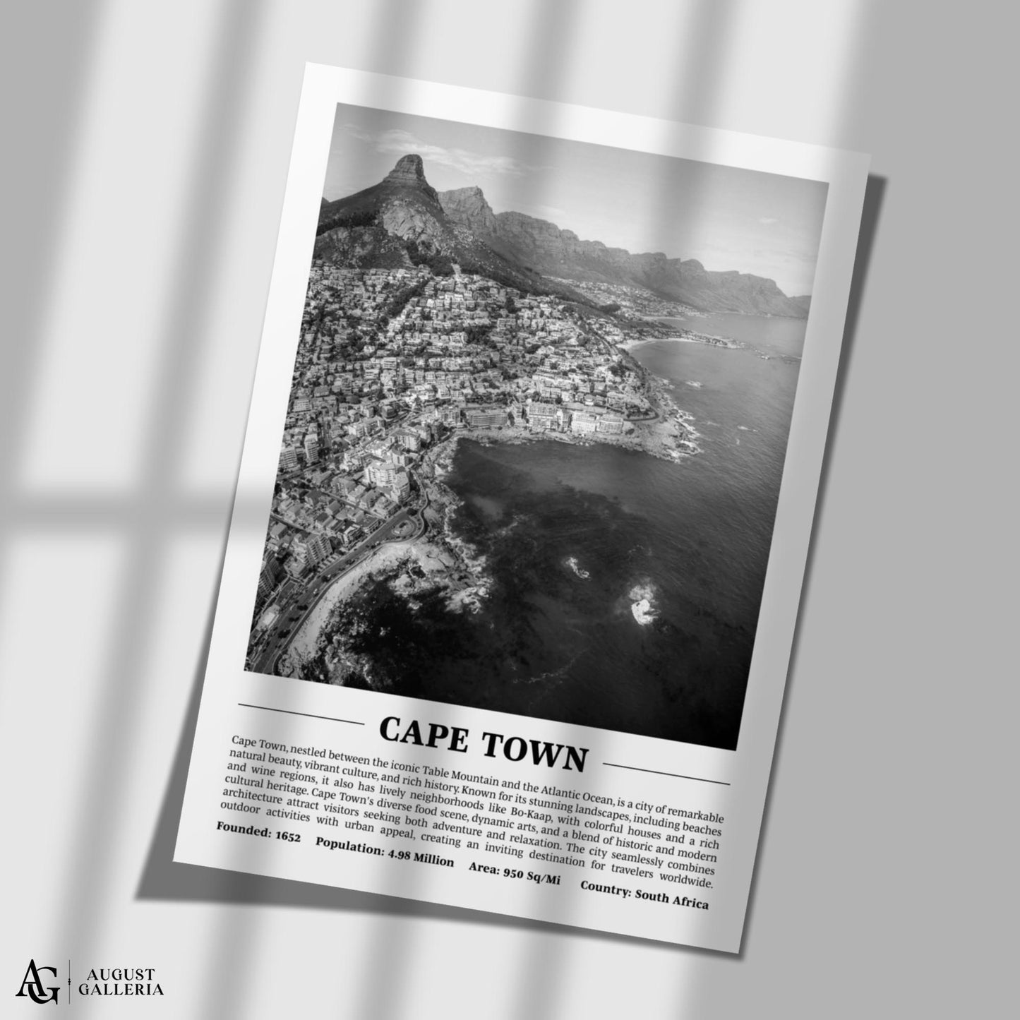 Cape Town Black & White City Print