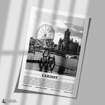 Cardiff Black & White City Print