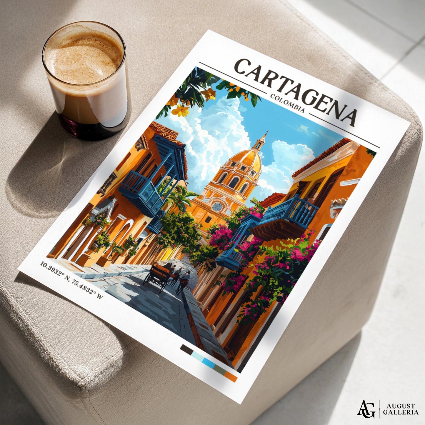 Cartagena Colombia Retro Travel Print