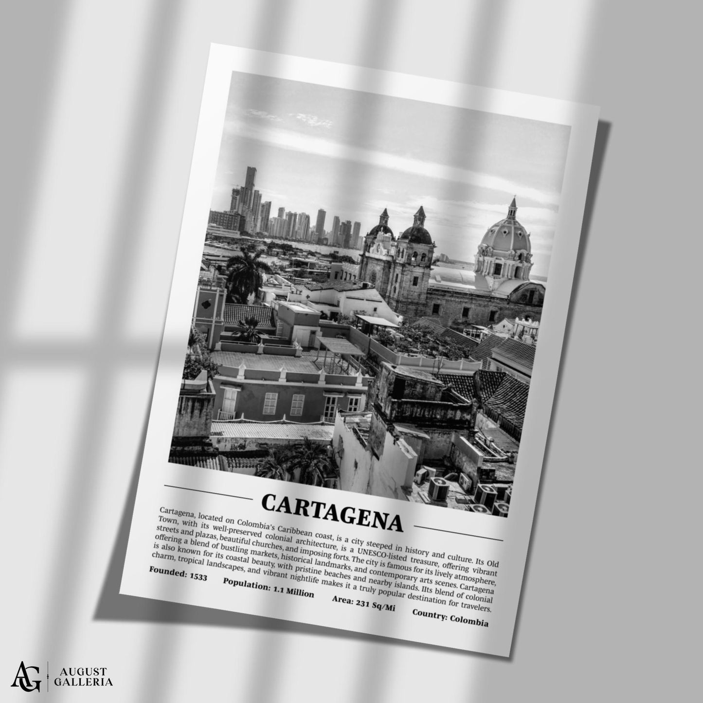 Cartagena Black & White City Print