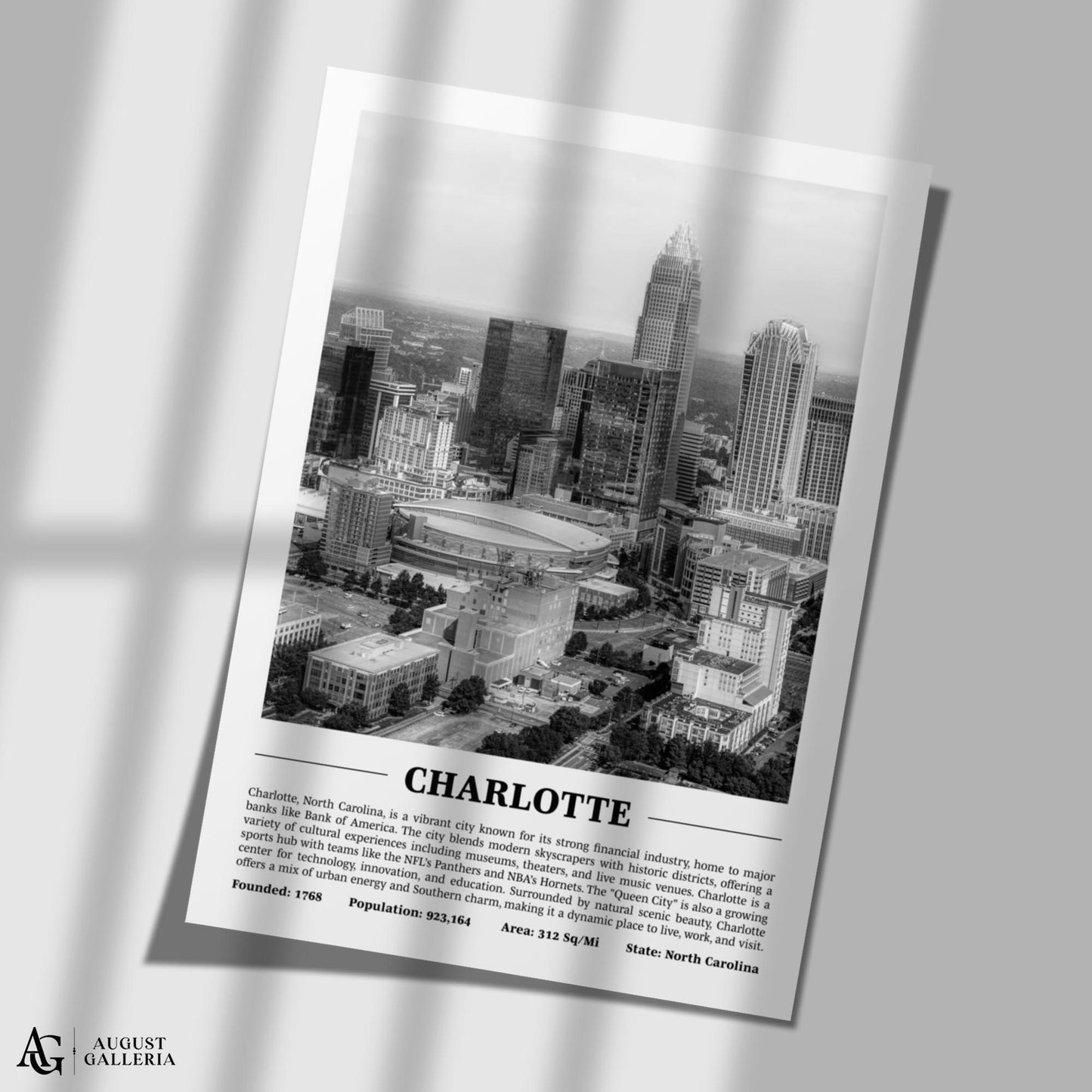 Charlotte Black & White City Print