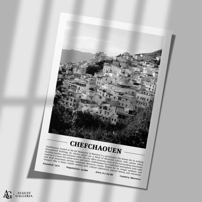 Chefchaouen Black & White City Print