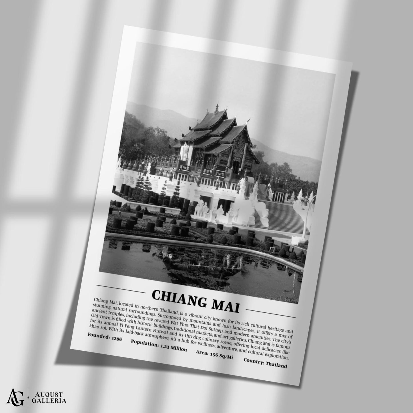 Chiang Mai Black & White City Print