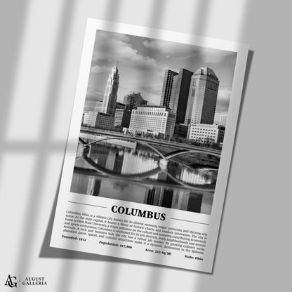 Columbus Black & White City Print