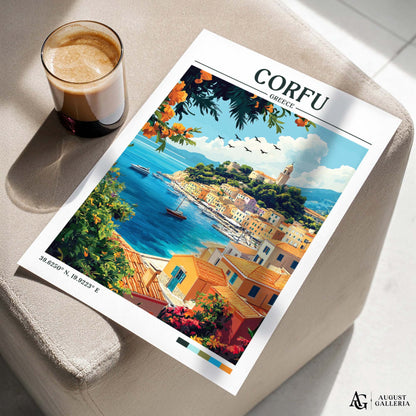 Corfu Greece Retro Travel Print