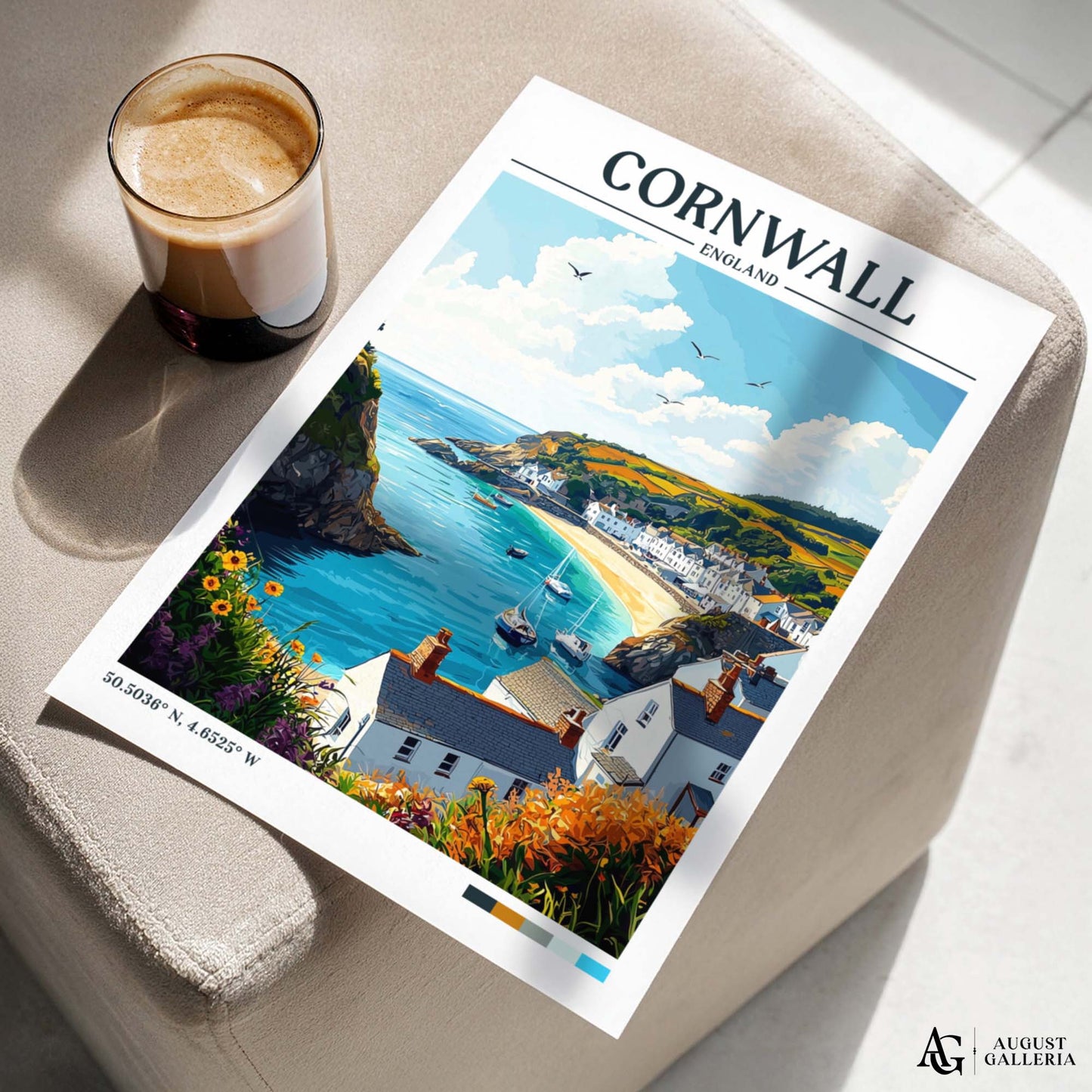 Cornwall England Retro Travel Print