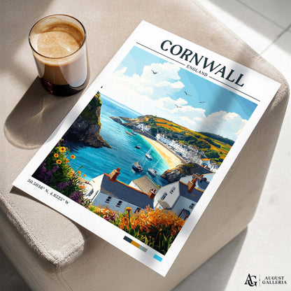 Cornwall England Retro Travel Print