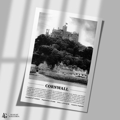 Cornwall Black & White City Print