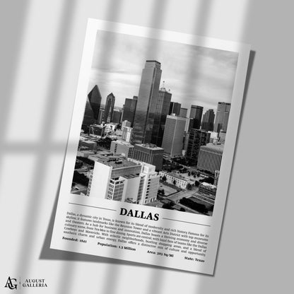 Dallas Black & White City Print