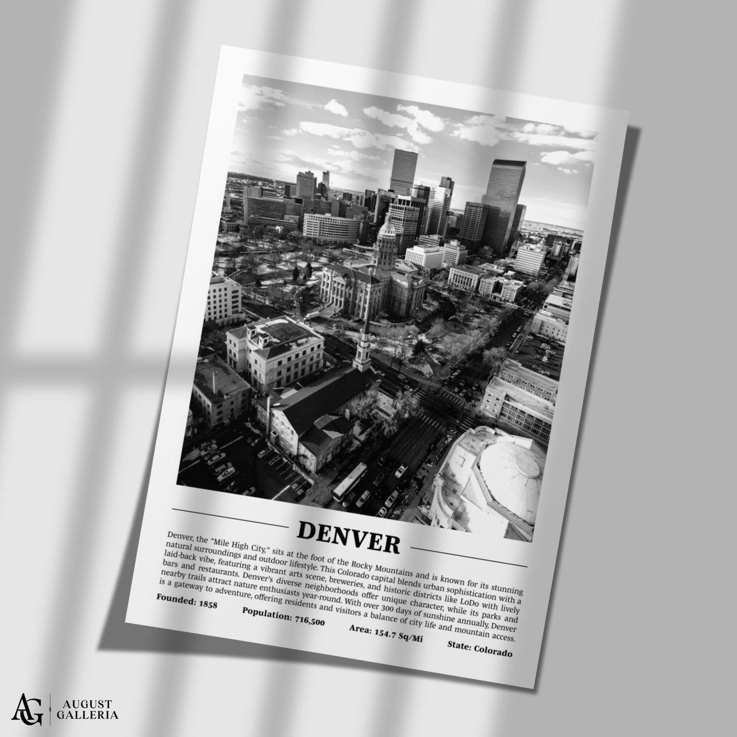 Denver Black & White City Print