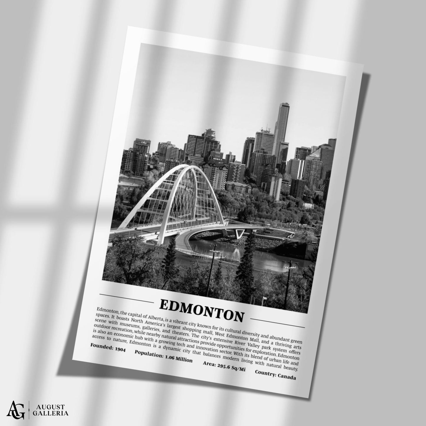 Edmonton Black & White City Print