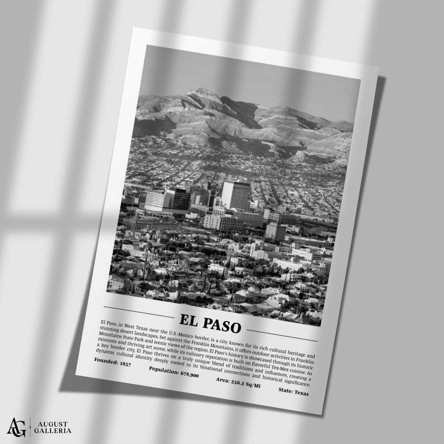 El Paso Black & White City Print