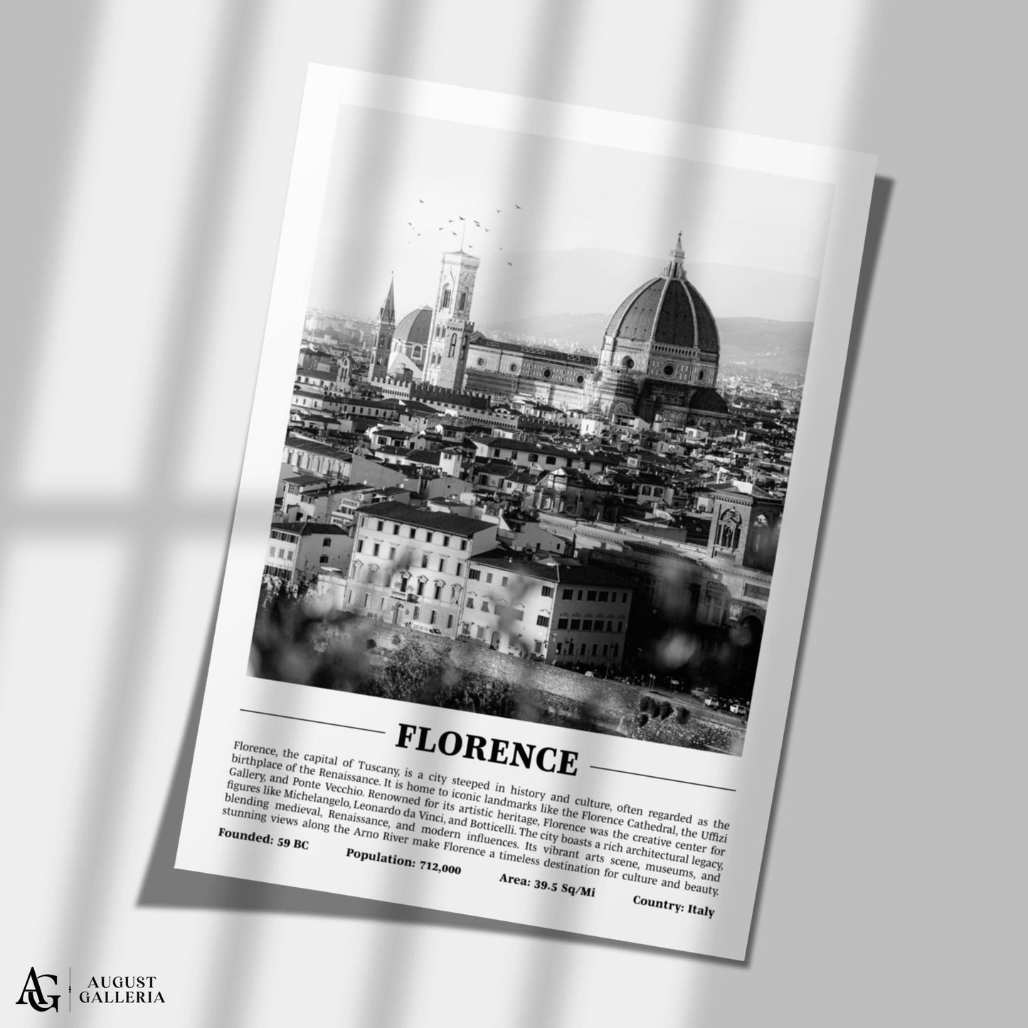 Florence Black & White City Print