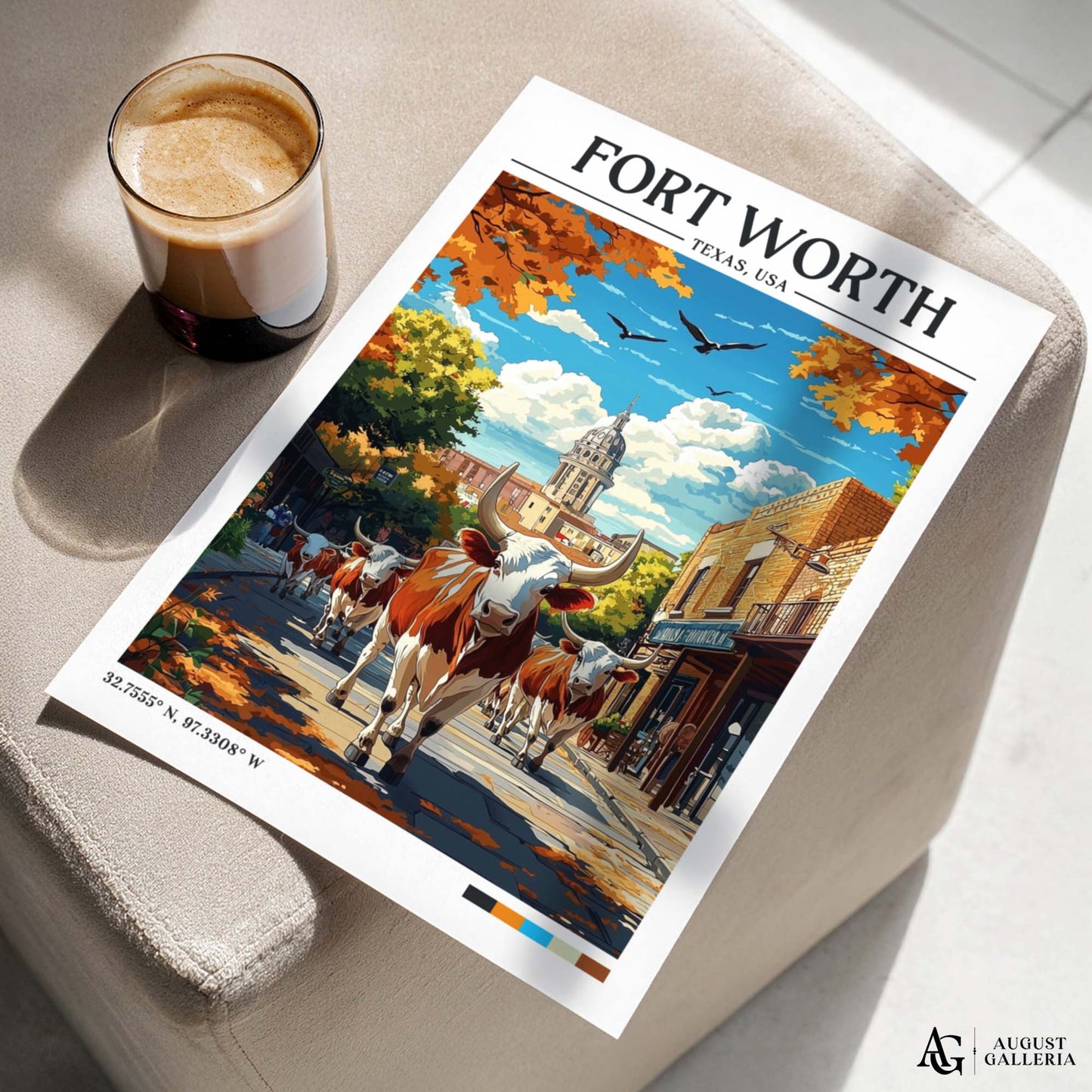 Fort Worth Texas Retro Travel Print