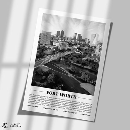 Fort Worth Black & White City Print