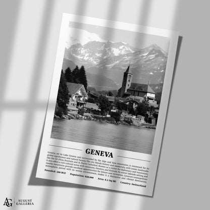 Geneva Black & White City Print