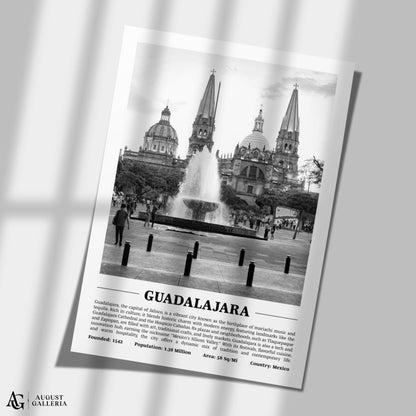 Guadalajara Black & White City Print