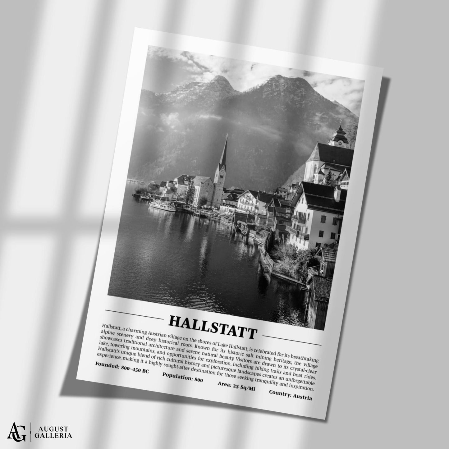 Hallstatt Black & White City Print