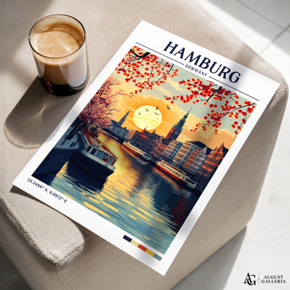 Hamburg Germany Retro Travel Print