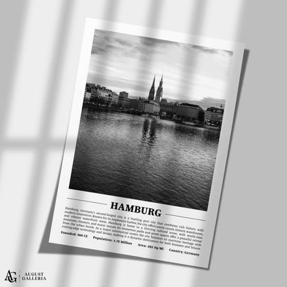 Hamburg Black & White City Print