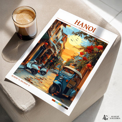 Hanoi Vietnam Retro Travel Print